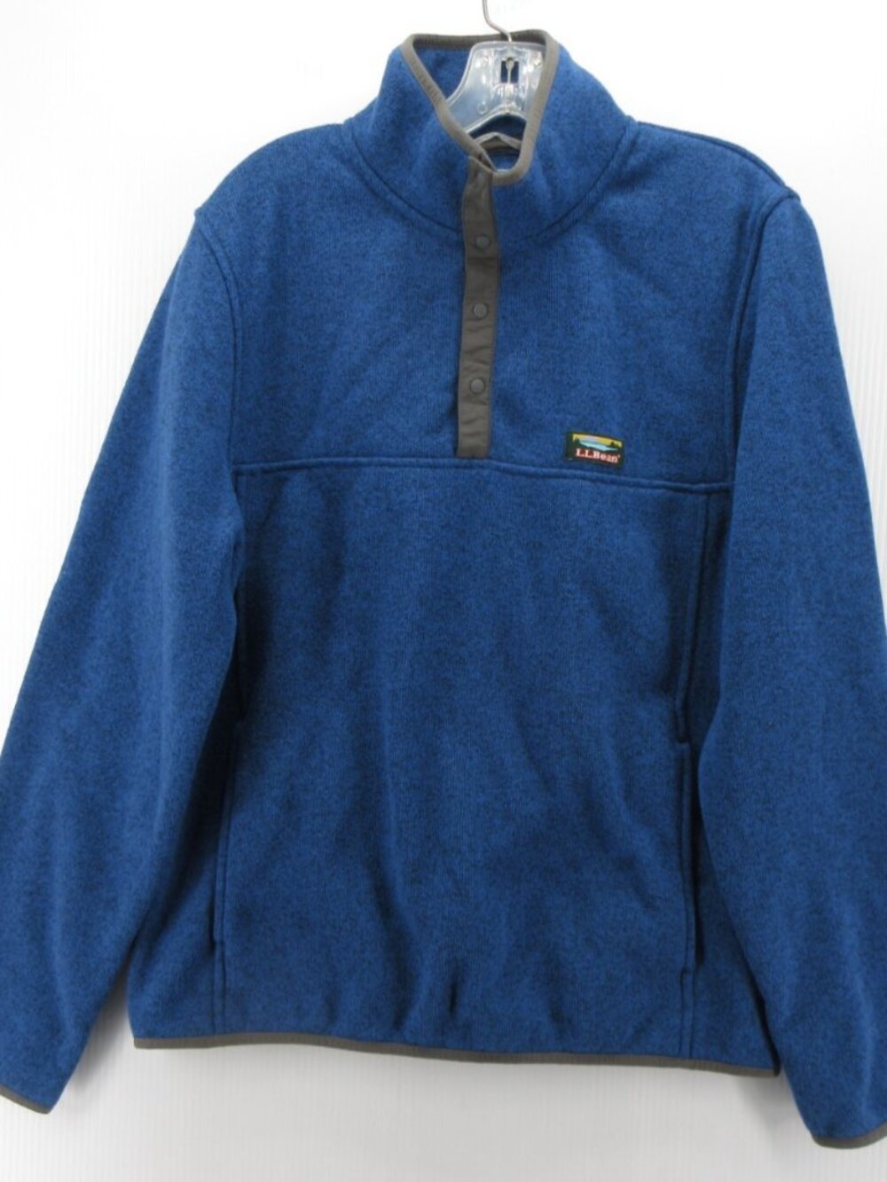 LL Bean Sweater Medium Fleece Lined T Snap Slightly Fitted Mock Neck
